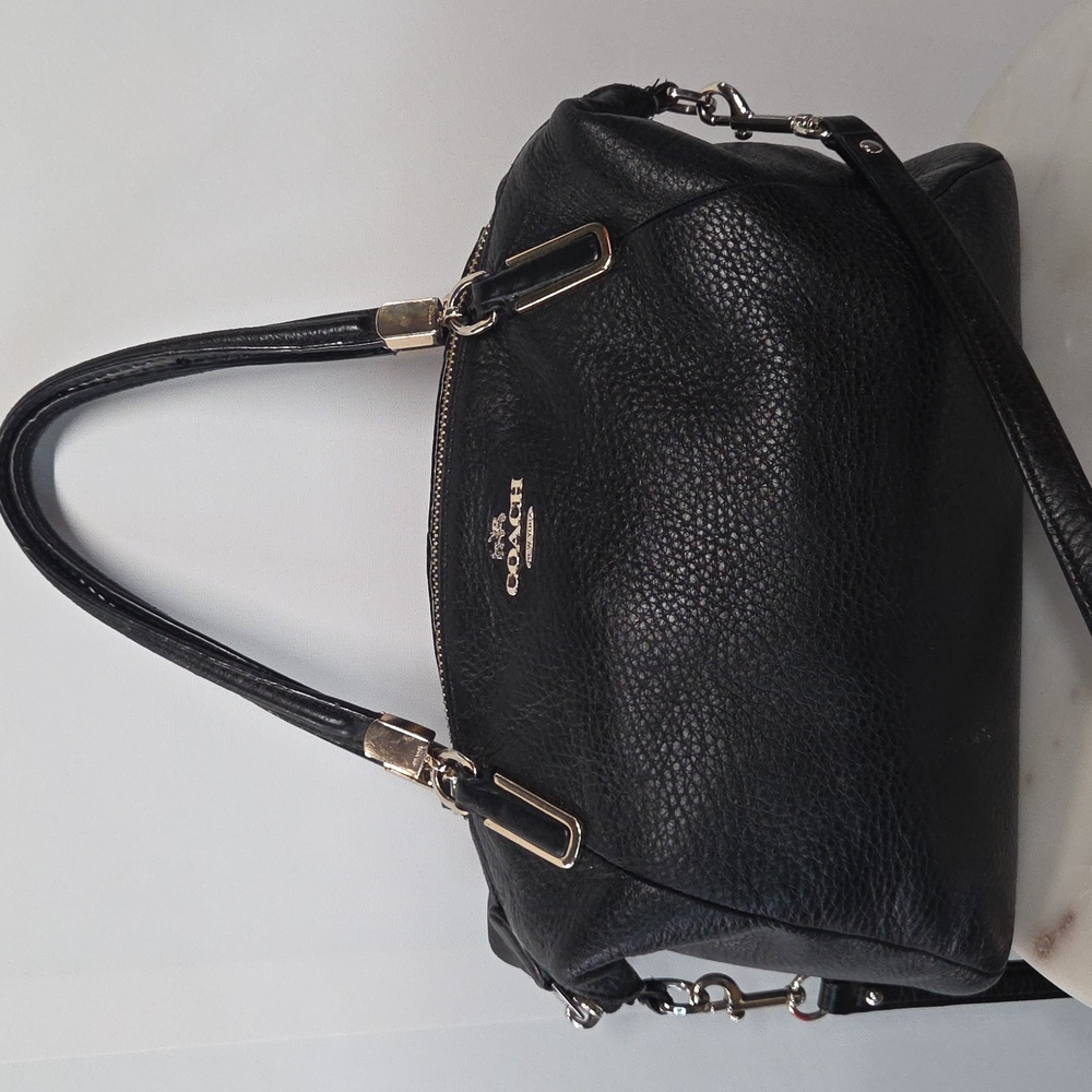 Coach Kelsey Black Pebbled Leather Satchel Vintage - Picture 1 of 11